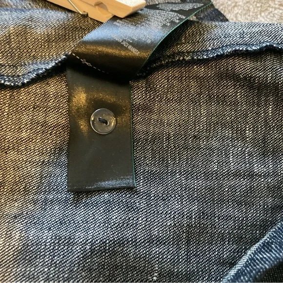 Marks & Spencer Black Denim Midi Skirt | Gathered Waist | Cotton & Linen Blend - Picture 5 of 10